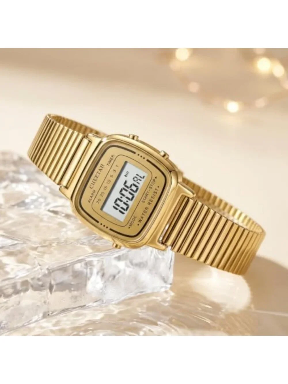Vintage Cheetah Print Women's Square Digital Watch - Stylish & Trendy Accessory